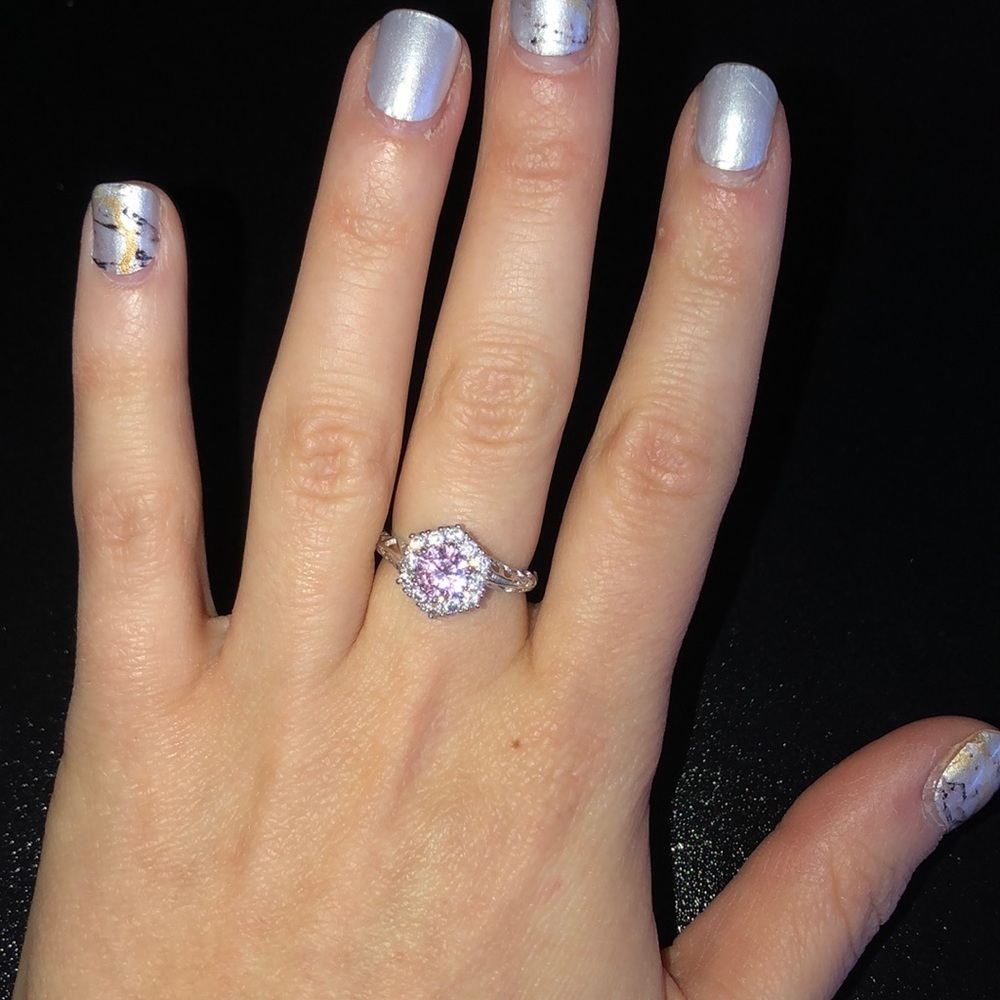 Pink and Crystal Ring
